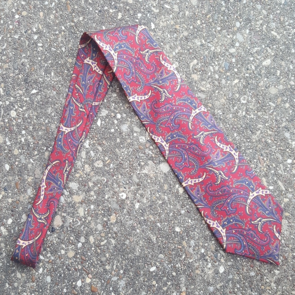 Christian Dior Monsieur Red Patterned Silk Tie